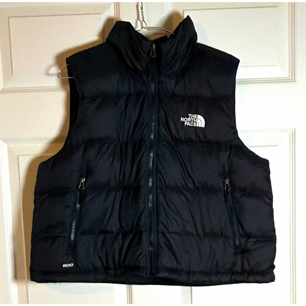 The North Face 600 Down Puffer Vest Women's L Black Full Zip Logo